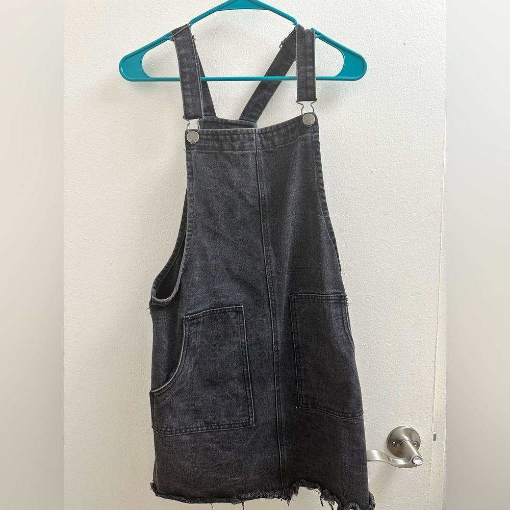 Black, cotton on jean overall dress, size 4